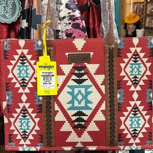 Wrangler Red and Blue Southwestern Tote Bag